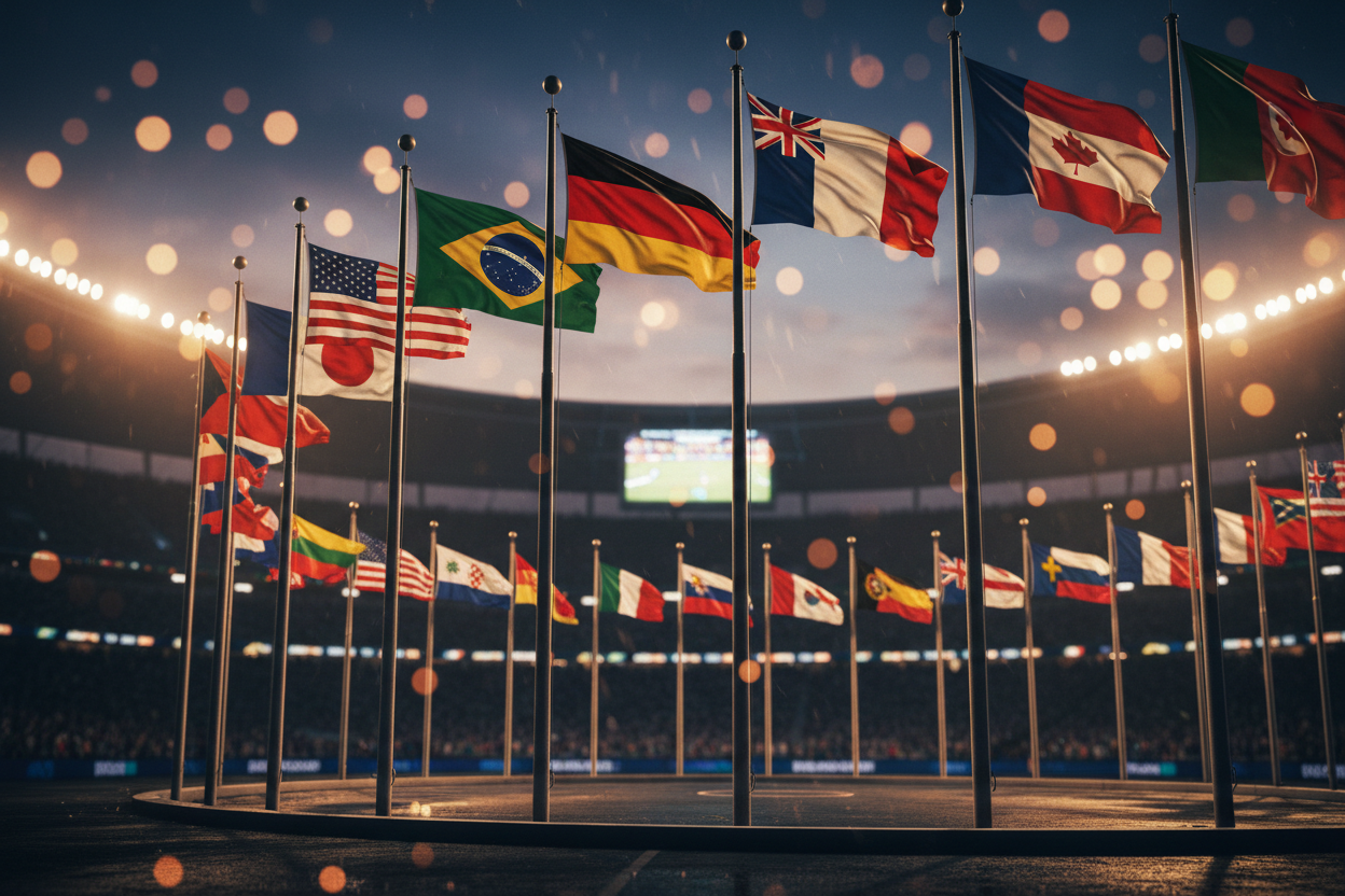 Cinematic 2026 World Cup Flags Circle
